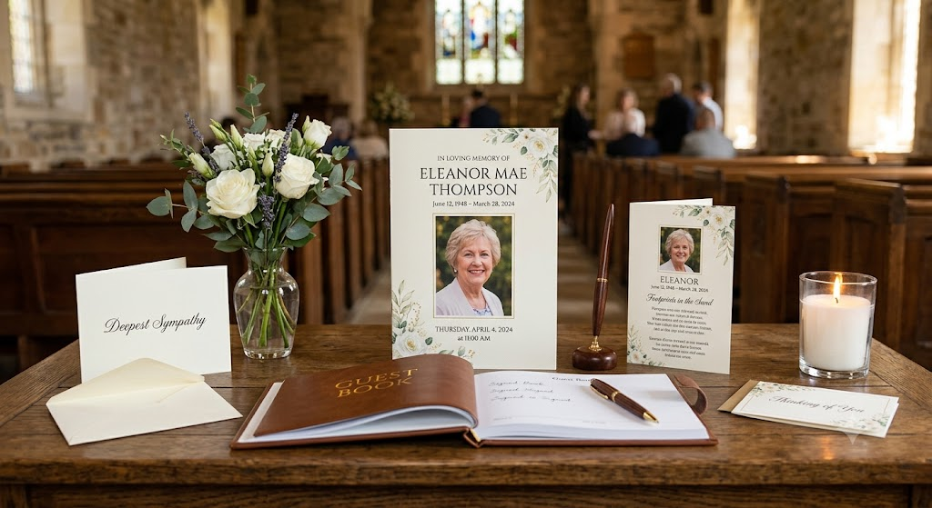 Samples of funeral stationery