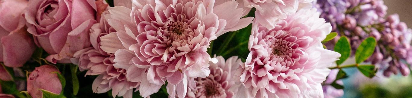 Pink flowers for private chapels of rest section